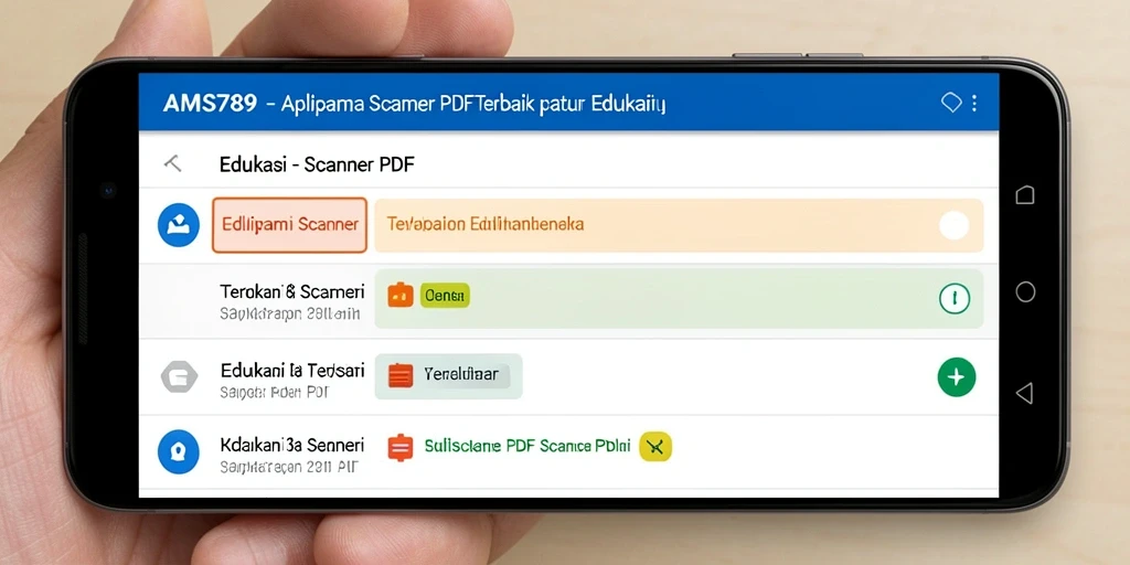 Antarmuka aplikasi AMS789 yang menampilkan fitur Scanner PDF.