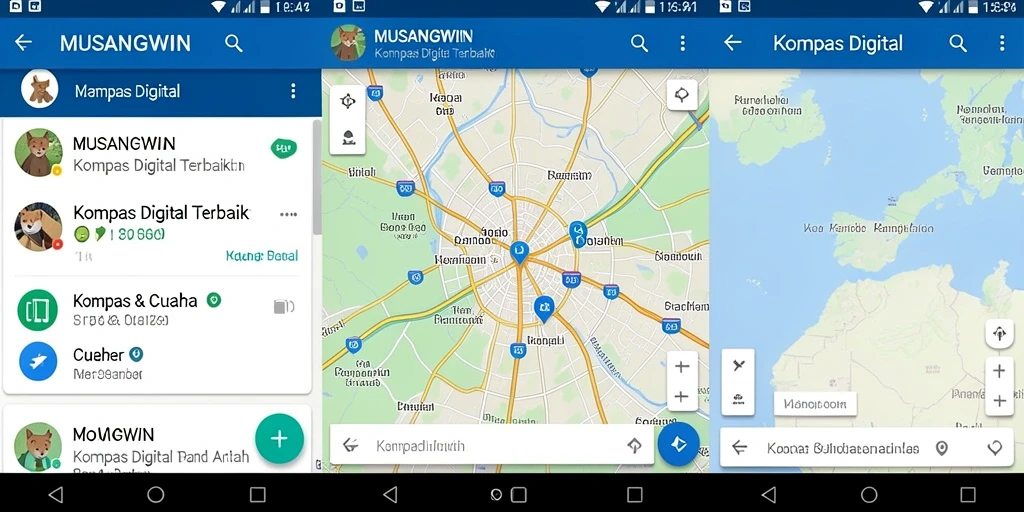 Antarmuka pengguna yang intuitif dan fungsi kompas digital yang efektif.