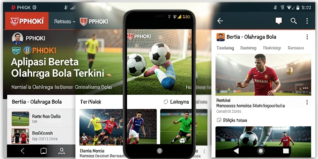 Antarmuka PPHOKI menampilkan berita terbaru dan statistik olahraga bola.