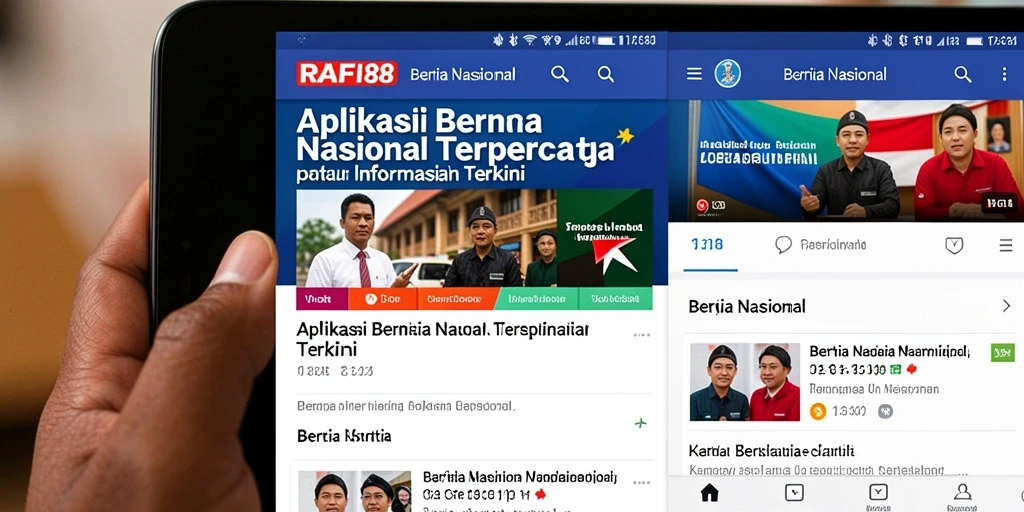 Tangkapan layar utama aplikasi RAFI88 menampilkan berita terkini dan relevan.
