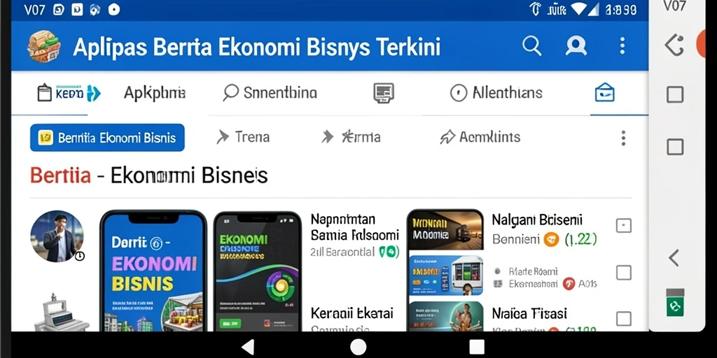 Antarmuka aplikasi V07 menampilkan berita ekonomi yang terbaru dan relevan.